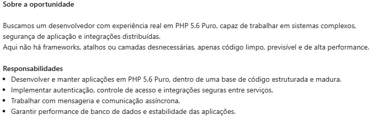 VAGAS PHP